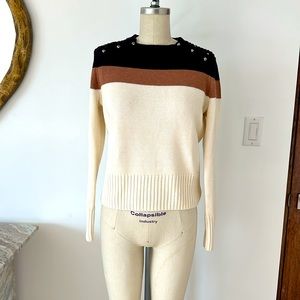 525 America cotton stripe sweater. Navy, camel, off-white. Barely worn, size XS.